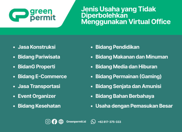 jenis usaha yang tidak diperbolehkan menggunakan virtual office